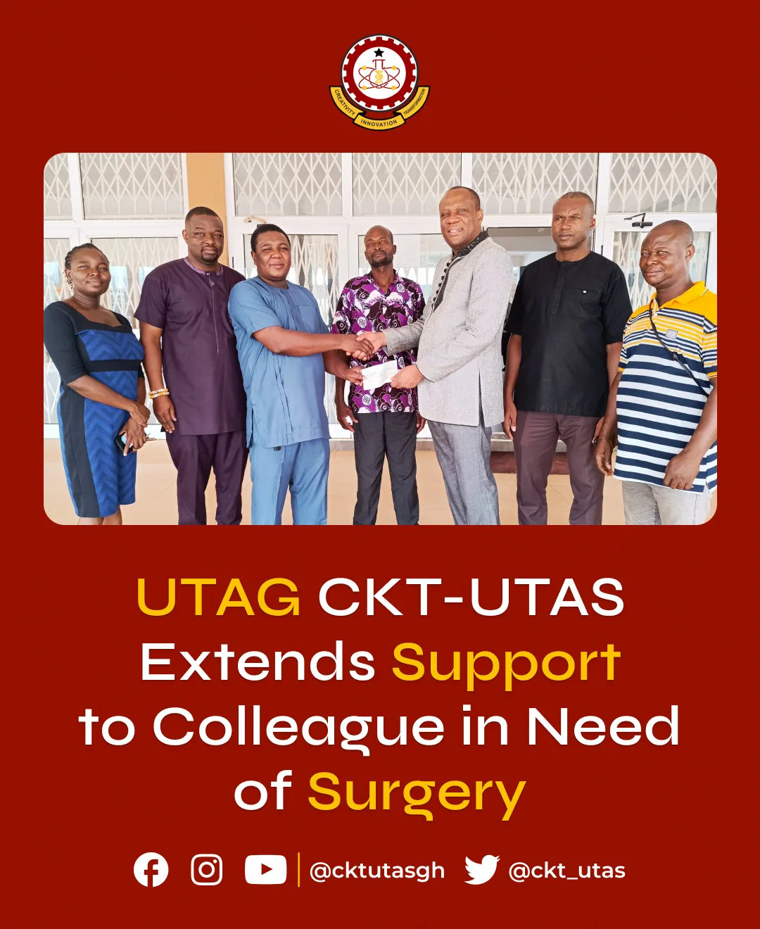 UTAG CKT-UTAS Extends support to colleague in need of surgery